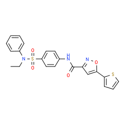 ChemSpider 2D Image | N-{4-[Ethyl(phenyl)sulfamoyl]phenyl}-5-(2-thienyl)-1,2-oxazole-3-carboxamide | C22H19N3O4S2