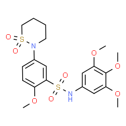 ChemSpider 2D Image | 5-(1,1-Dioxido-1,2-thiazinan-2-yl)-2-methoxy-N-(3,4,5-trimethoxyphenyl)benzenesulfonamide | C20H26N2O8S2