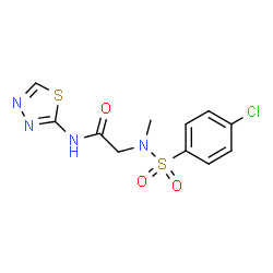 ChemSpider 2D Image | N~2~-[(4-Chlorophenyl)sulfonyl]-N~2~-methyl-N-1,3,4-thiadiazol-2-ylglycinamide | C11H11ClN4O3S2