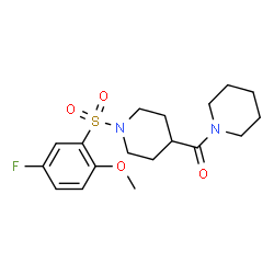 ChemSpider 2D Image | {1-[(5-Fluoro-2-methoxyphenyl)sulfonyl]-4-piperidinyl}(1-piperidinyl)methanone | C18H25FN2O4S