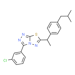 ChemSpider 2D Image | 3-(3-Chlorophenyl)-6-[1-(4-isobutylphenyl)ethyl][1,2,4]triazolo[3,4-b][1,3,4]thiadiazole | C21H21ClN4S
