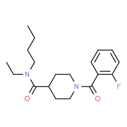 ChemSpider 2D Image | N-Butyl-N-ethyl-1-(2-fluorobenzoyl)-4-piperidinecarboxamide | C19H27FN2O2