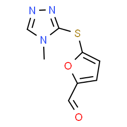 ChemSpider 2D Image | 5-[(4-methyl-4H-1,2,4-triazol-3-yl)thio]-2-furaldehyde | C8H7N3O2S