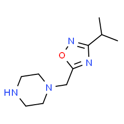 ChemSpider 2D Image | 1-[(3-Isopropyl-1,2,4-oxadiazol-5-yl)methyl]piperazine | C10H18N4O