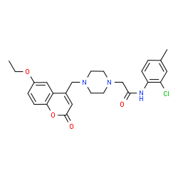 ChemSpider 2D Image | N-(2-Chloro-4-methylphenyl)-2-{4-[(6-ethoxy-2-oxo-2H-chromen-4-yl)methyl]-1-piperazinyl}acetamide | C25H28ClN3O4