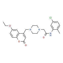 ChemSpider 2D Image | N-(5-Chloro-2-methylphenyl)-2-{4-[(6-ethoxy-2-oxo-2H-chromen-4-yl)methyl]-1-piperazinyl}acetamide | C25H28ClN3O4