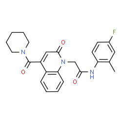ChemSpider 2D Image | N-(4-Fluoro-2-methylphenyl)-2-[2-oxo-4-(1-piperidinylcarbonyl)-1(2H)-quinolinyl]acetamide | C24H24FN3O3