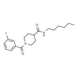 ChemSpider 2D Image | 1-(3-Fluorobenzoyl)-N-hexyl-4-piperidinecarboxamide | C19H27FN2O2