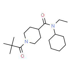 ChemSpider 2D Image | N-Cyclohexyl-1-(2,2-dimethylpropanoyl)-N-ethyl-4-piperidinecarboxamide | C19H34N2O2