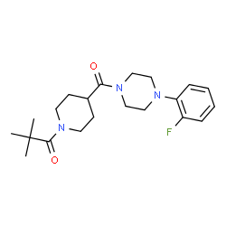 ChemSpider 2D Image | 1-(4-{[4-(2-Fluorophenyl)-1-piperazinyl]carbonyl}-1-piperidinyl)-2,2-dimethyl-1-propanone | C21H30FN3O2