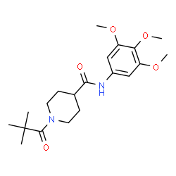 ChemSpider 2D Image | 1-(2,2-Dimethylpropanoyl)-N-(3,4,5-trimethoxyphenyl)-4-piperidinecarboxamide | C20H30N2O5