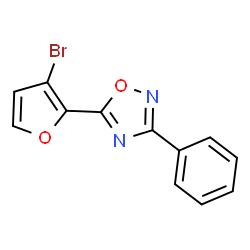 ChemSpider 2D Image | 5-(3-Bromo-2-furyl)-3-phenyl-1,2,4-oxadiazole | C12H7BrN2O2