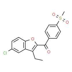 ChemSpider 2D Image | (5-Chloro-3-ethyl-1-benzofuran-2-yl)[4-(methylsulfonyl)phenyl]methanone | C18H15ClO4S