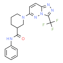ChemSpider 2D Image | N-Phenyl-1-[3-(trifluoromethyl)[1,2,4]triazolo[4,3-b]pyridazin-6-yl]-3-piperidinecarboxamide | C18H17F3N6O