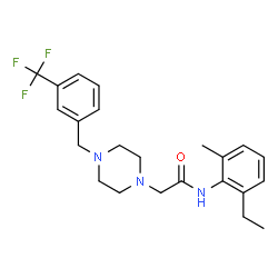 ChemSpider 2D Image | N-(2-Ethyl-6-methylphenyl)-2-{4-[3-(trifluoromethyl)benzyl]-1-piperazinyl}acetamide | C23H28F3N3O