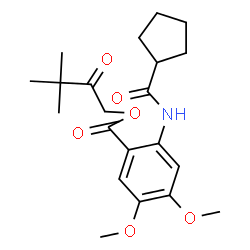 ChemSpider 2D Image | 3,3-Dimethyl-2-oxobutyl 2-[(cyclopentylcarbonyl)amino]-4,5-dimethoxybenzoate | C21H29NO6