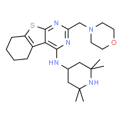 ChemSpider 2D Image | 2-(morpholinomethyl)-N-(2,2,6,6-tetramethyl-4-piperidyl)-5,6,7,8-tetrahydrobenzothiopheno[2,3-d]pyrimidin-4-amine | C24H37N5OS