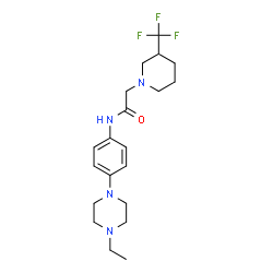 ChemSpider 2D Image | N-[4-(4-Ethyl-1-piperazinyl)phenyl]-2-[3-(trifluoromethyl)-1-piperidinyl]acetamide | C20H29F3N4O