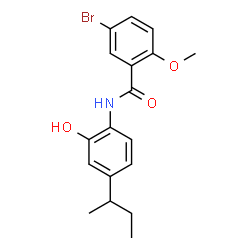 ChemSpider 2D Image | 5-Bromo-N-(4-sec-butyl-2-hydroxyphenyl)-2-methoxybenzamide | C18H20BrNO3