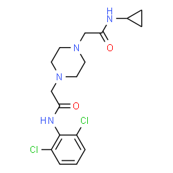 ChemSpider 2D Image | 2-{4-[2-(Cyclopropylamino)-2-oxoethyl]-1-piperazinyl}-N-(2,6-dichlorophenyl)acetamide | C17H22Cl2N4O2