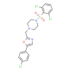 ChemSpider 2D Image | 1-{[5-(4-Chlorophenyl)-1,3-oxazol-2-yl]methyl}-4-[(2,6-dichlorophenyl)sulfonyl]piperazine | C20H18Cl3N3O3S
