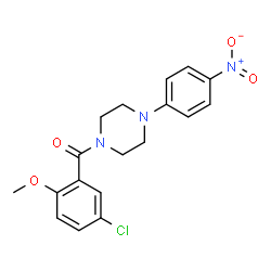 ChemSpider 2D Image | 1-(5-chloro-2-methoxybenzoyl)-4-(4-nitrophenyl)piperazine | C18H18ClN3O4