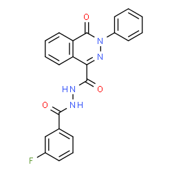ChemSpider 2D Image | N'-(3-Fluorobenzoyl)-4-oxo-3-phenyl-3,4-dihydro-1-phthalazinecarbohydrazide | C22H15FN4O3