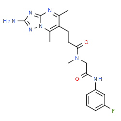 ChemSpider 2D Image | 3-(2-Amino-5,7-dimethyl[1,2,4]triazolo[1,5-a]pyrimidin-6-yl)-N-{2-[(3-fluorophenyl)amino]-2-oxoethyl}-N-methylpropanamide | C19H22FN7O2
