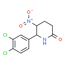 ChemSpider 2D Image | 6-(3,4-Dichlorophenyl)-5-nitro-2-piperidinone | C11H10Cl2N2O3