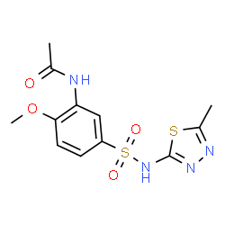 ChemSpider 2D Image | N-{2-Methoxy-5-[(5-methyl-1,3,4-thiadiazol-2-yl)sulfamoyl]phenyl}acetamide | C12H14N4O4S2