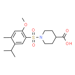 ChemSpider 2D Image | 1-[(5-Isopropyl-2-methoxy-4-methylphenyl)sulfonyl]-4-piperidinecarboxylic acid | C17H25NO5S