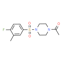 ChemSpider 2D Image | 1-{4-[(4-Fluoro-3-methylphenyl)sulfonyl]-1-piperazinyl}ethanone | C13H17FN2O3S