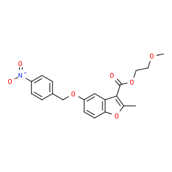 ChemSpider 2D Image | 2-Methoxyethyl 2-methyl-5-[(4-nitrobenzyl)oxy]-1-benzofuran-3-carboxylate | C20H19NO7