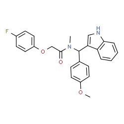 ChemSpider 2D Image | 2-(4-Fluorophenoxy)-N-[1H-indol-3-yl(4-methoxyphenyl)methyl]-N-methylacetamide | C25H23FN2O3