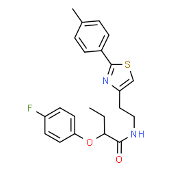 ChemSpider 2D Image | 2-(4-Fluorophenoxy)-N-{2-[2-(4-methylphenyl)-1,3-thiazol-4-yl]ethyl}butanamide | C22H23FN2O2S