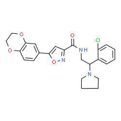 ChemSpider 2D Image | N-[2-(2-Chlorophenyl)-2-(1-pyrrolidinyl)ethyl]-5-(2,3-dihydro-1,4-benzodioxin-6-yl)-1,2-oxazole-3-carboxamide | C24H24ClN3O4