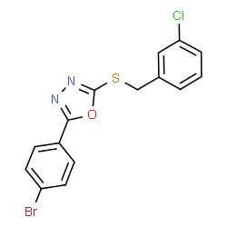 ChemSpider 2D Image | 2-(4-Bromophenyl)-5-[(3-chlorobenzyl)sulfanyl]-1,3,4-oxadiazole | C15H10BrClN2OS