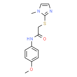 ChemSpider 2D Image | N-(4-Methoxyphenyl)-2-[(1-methyl-1H-imidazol-2-yl)sulfanyl]acetamide | C13H15N3O2S