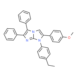 ChemSpider 2D Image | 1-(4-Ethylphenyl)-2-(4-methoxyphenyl)-5,6-diphenyl-1H-imidazo[1,2-a]imidazole | C32H27N3O