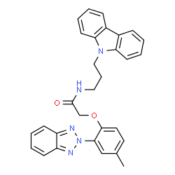 ChemSpider 2D Image | 2-[2-(2H-Benzotriazol-2-yl)-4-methylphenoxy]-N-[3-(9H-carbazol-9-yl)propyl]acetamide | C30H27N5O2