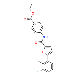 ChemSpider 2D Image | ETHYL 4-[5-(3-CHLORO-2-METHYLPHENYL)FURAN-2-AMIDO]BENZOATE | C21H18ClNO4