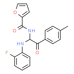 ChemSpider 2D Image | N-{1-[(2-Fluorophenyl)amino]-2-(4-methylphenyl)-2-oxoethyl}-2-furamide | C20H17FN2O3
