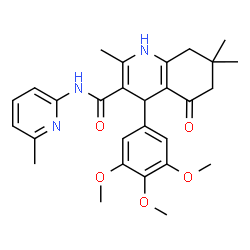 ChemSpider 2D Image | 2,7,7-Trimethyl-N-(6-methyl-2-pyridinyl)-5-oxo-4-(3,4,5-trimethoxyphenyl)-1,4,5,6,7,8-hexahydro-3-quinolinecarboxamide | C28H33N3O5