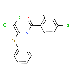 ChemSpider 2D Image | 2,4-Dichloro-N-[2,2-dichloro-1-(2-pyridinylsulfanyl)vinyl]benzamide | C14H8Cl4N2OS