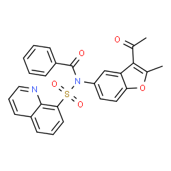 ChemSpider 2D Image | N-(3-Acetyl-2-methyl-1-benzofuran-5-yl)-N-(8-quinolinylsulfonyl)benzamide | C27H20N2O5S