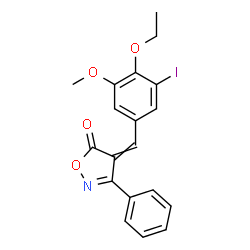 ChemSpider 2D Image | 4-(4-Ethoxy-3-iodo-5-methoxybenzylidene)-3-phenyl-1,2-oxazol-5(4H)-one | C19H16INO4