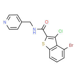 ChemSpider 2D Image | 4-Bromo-3-chloro-N-(4-pyridinylmethyl)-1-benzothiophene-2-carboxamide | C15H10BrClN2OS
