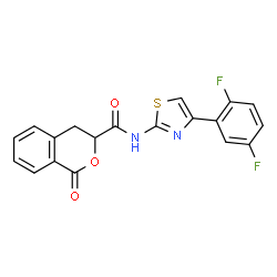 ChemSpider 2D Image | N-[4-(2,5-Difluorophenyl)-1,3-thiazol-2-yl]-1-oxo-3,4-dihydro-1H-isochromene-3-carboxamide | C19H12F2N2O3S