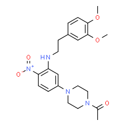 ChemSpider 2D Image | 1-[4-(3-{[2-(3,4-Dimethoxyphenyl)ethyl]amino}-4-nitrophenyl)-1-piperazinyl]ethanone | C22H28N4O5