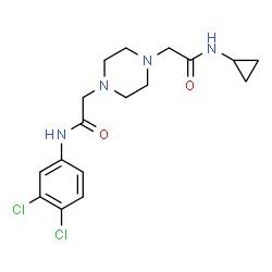 ChemSpider 2D Image | 2-{4-[2-(Cyclopropylamino)-2-oxoethyl]-1-piperazinyl}-N-(3,4-dichlorophenyl)acetamide | C17H22Cl2N4O2